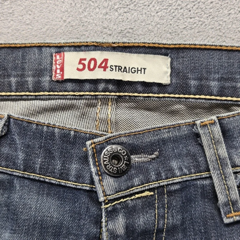 Vintage Levis 504 Jeans Mens 33x32 Blue Straight Engineered Honeycomb Zip Fly